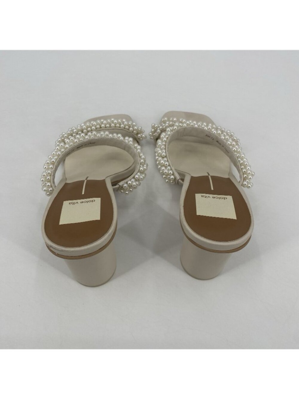 Dolce Vita Women's Size 7.5 Strappy Pearl Block Heel Sandals Ivory - Picture 14 of 16